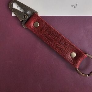 PLG LEather LONG Keychain with Clip In Chili RED